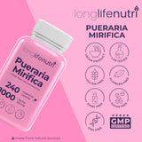LongLifeNutri Pueraria Mirifica capsules on a wooden surface