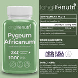 LongLifeNutri Pygeum Supplement bottle side view