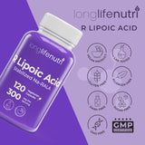 LongLifeNutri R-Alpha Lipoic Acid 300mg 120 capsules with measuring spoon