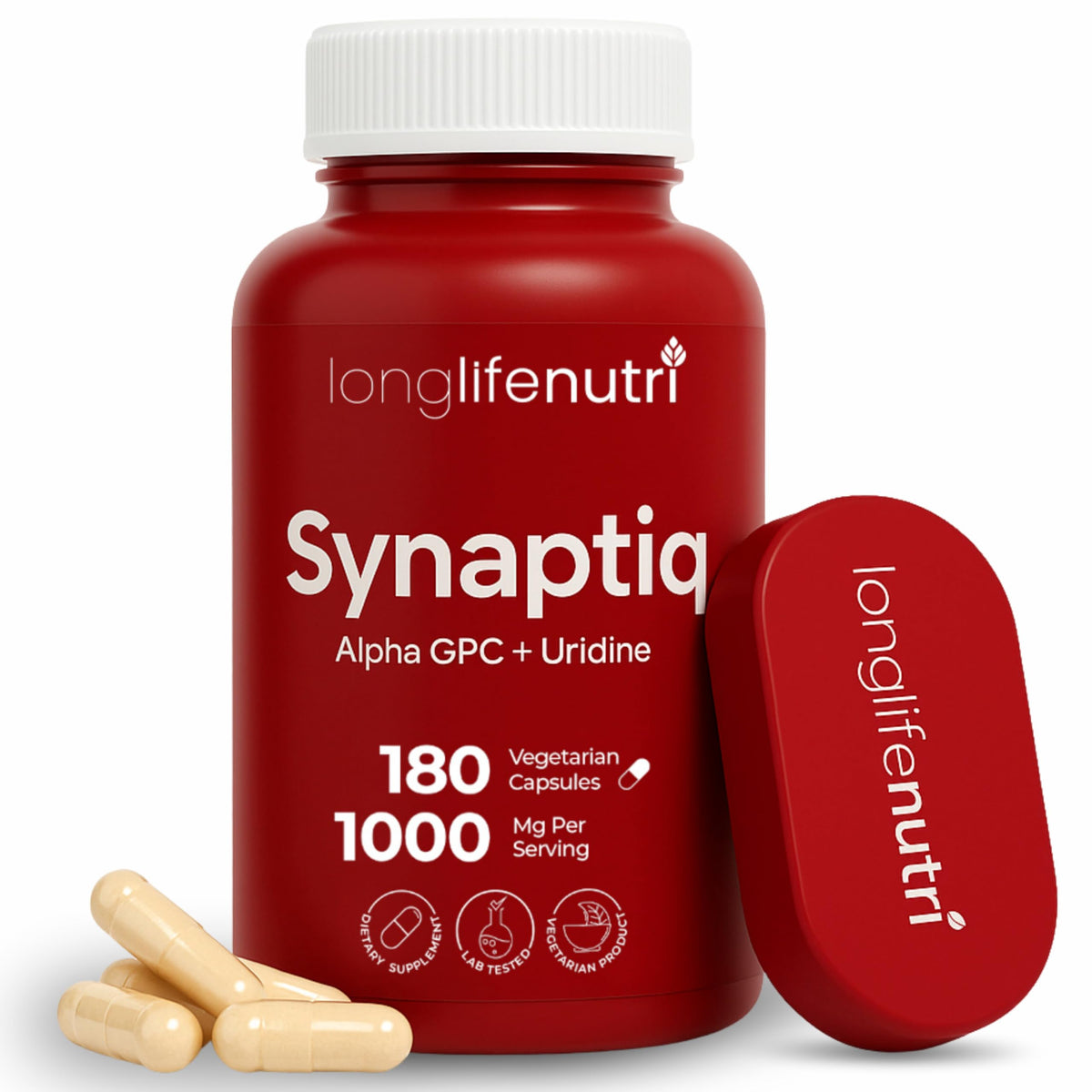 LongLifeNutri Synaptiq 1000mg Choline Supplement bottle front view
