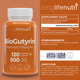 LongLifeNutri Tributyrin Capsules 500mg side view