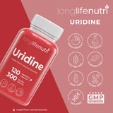 LongLifeNutri Uridine Monophosphate 300mg bottle with capsules