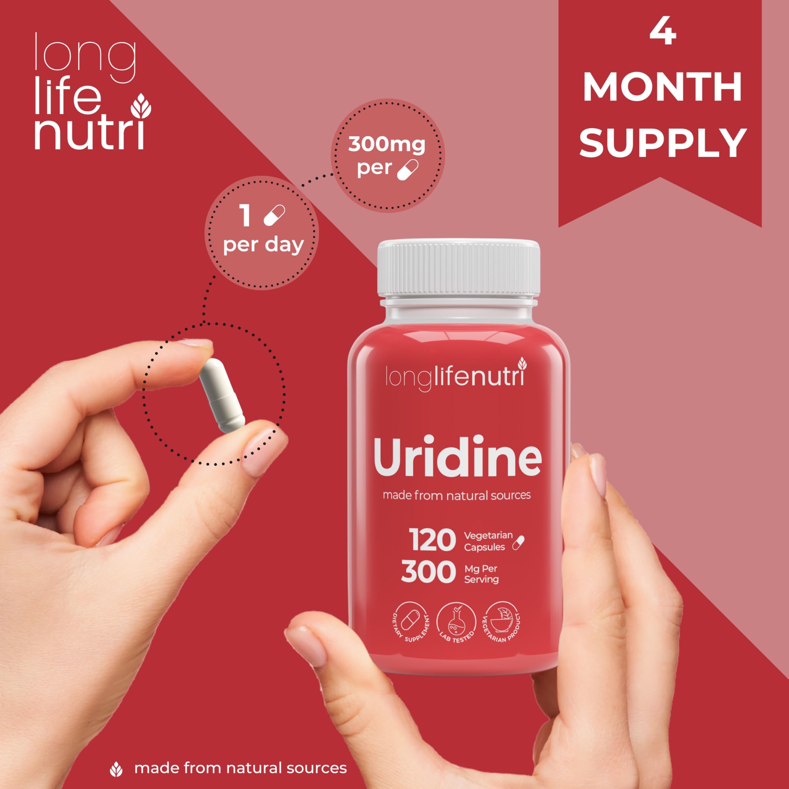 LongLifeNutri Uridine Monophosphate 300mg nutrition facts
