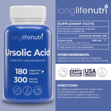 LongLifeNutri Ursolic Acid bottle side view