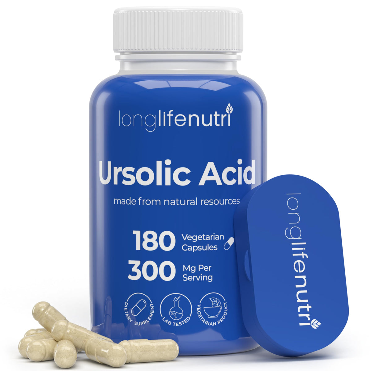 LongLifeNutri Ursolic Acid Capsules 180 count front view