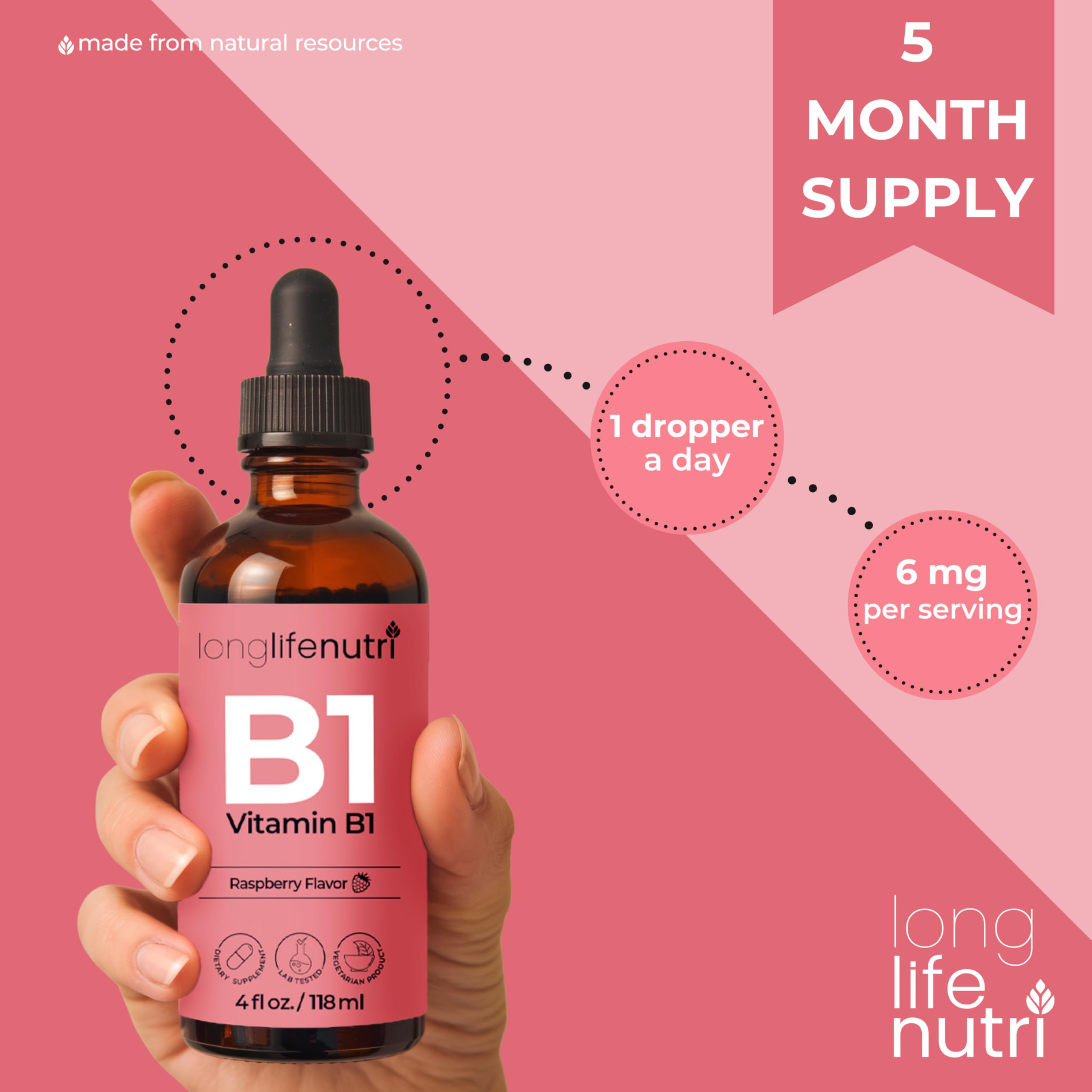 LongLifeNutri Vitamin B1 liquid drops ingredients list