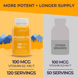 LongLifeNutri Vitamin K2 MK-7 capsules with serving size details