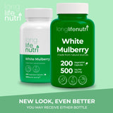 LongLifeNutri White Mulberry Leaf Extract capsules with green leaves