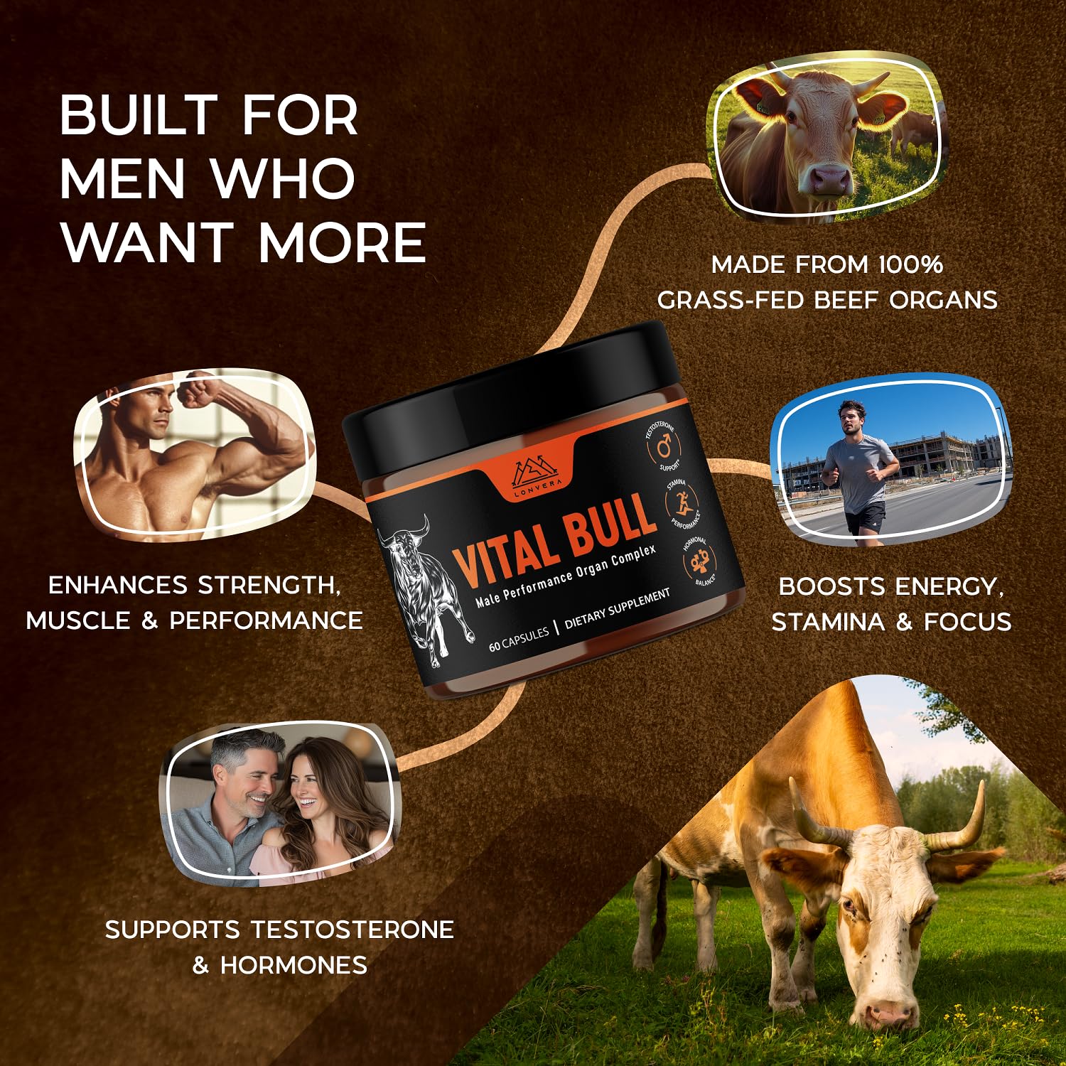 Lonvera Beef Organ Complex Capsules with ingredients