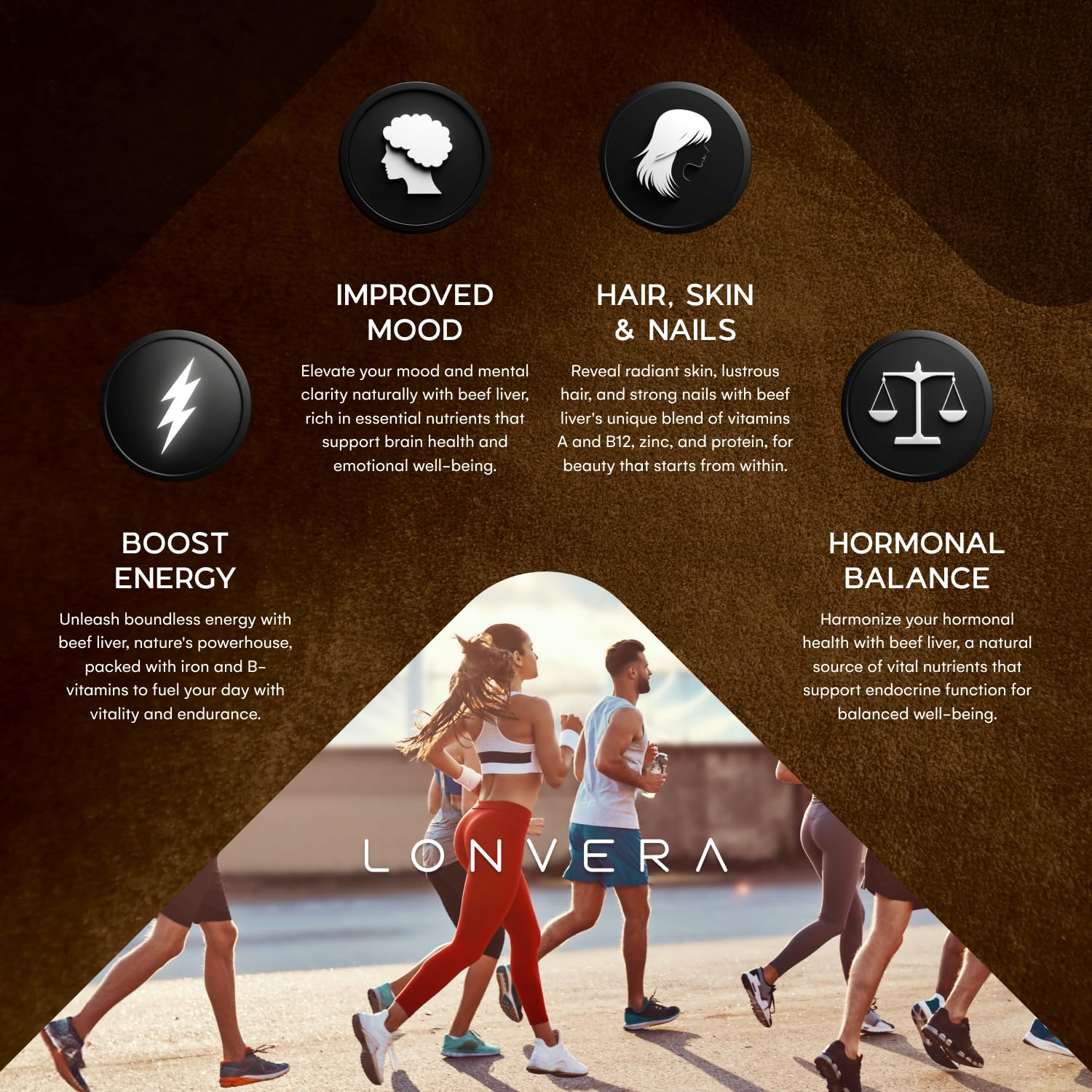Lonvera Grass Fed Beef Liver Capsules close-up of capsules