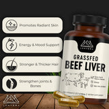Lonvera Grass Fed Beef Liver Capsules lifestyle scene with natural elements