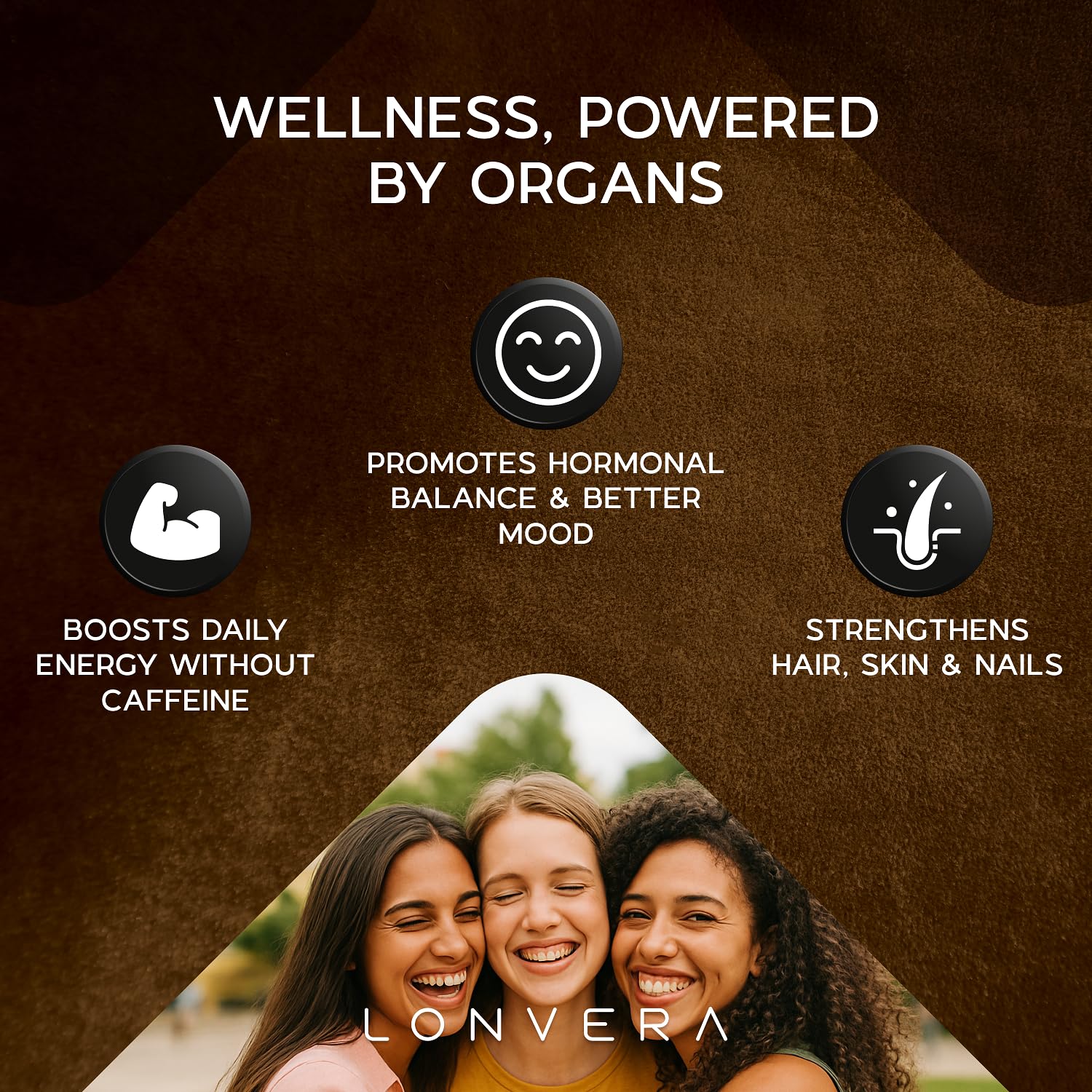 Lonvera Women's Organ Blend Capsules lifestyle scene on kitchen counter
