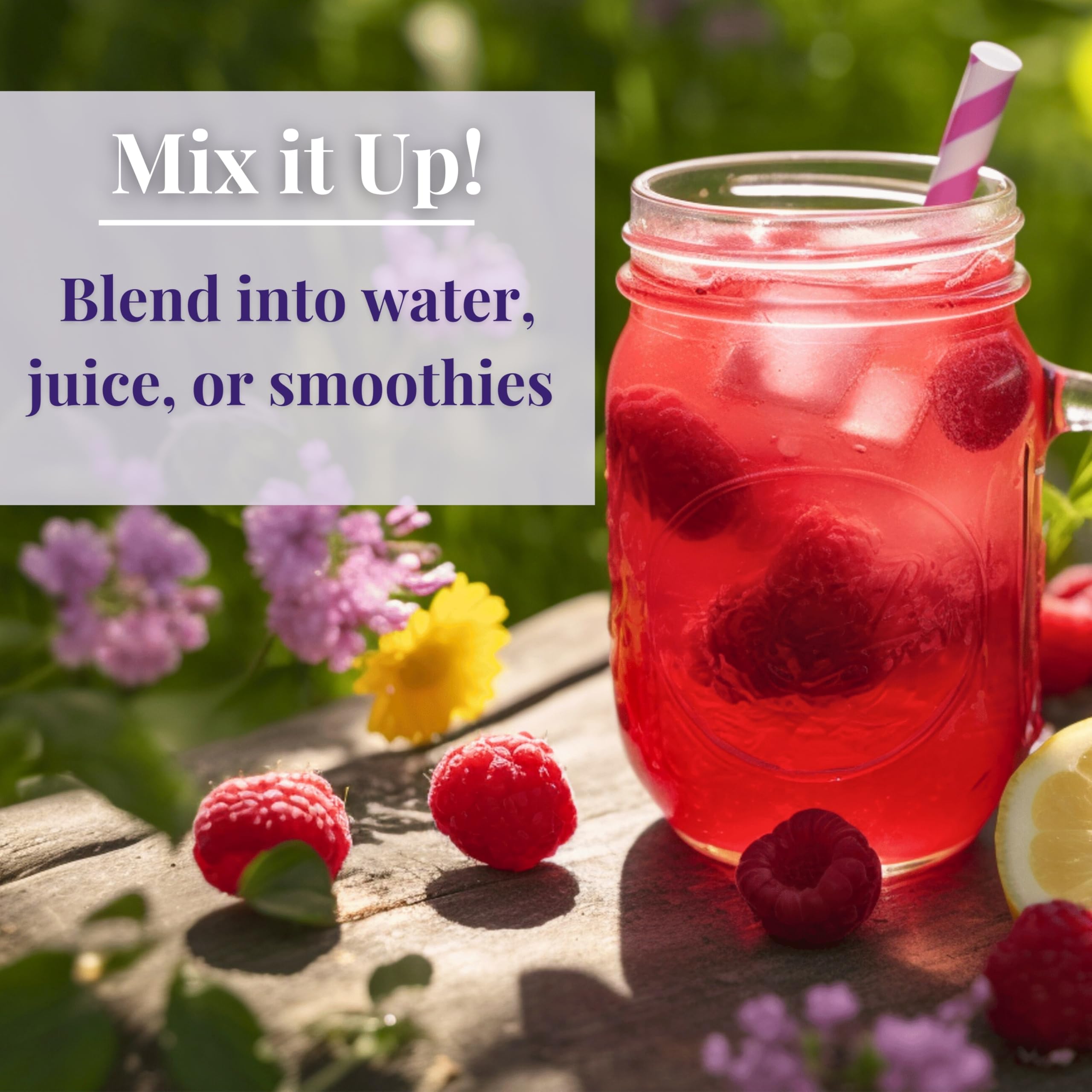 Loom Calming Drink Mix 105g with fresh fruits on a table