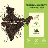 Loose leaf Gardenika Organic Green Tea displayed on a wooden table