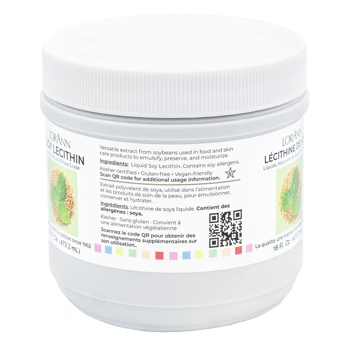 LorAnn Oils Liquid Lecithin 113g bottle side view