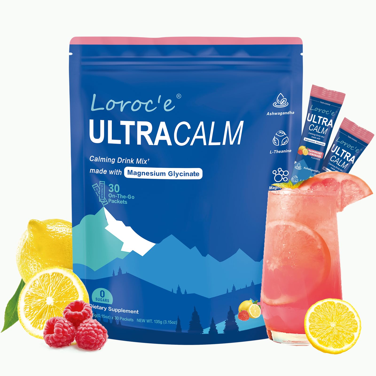 Loroc'e Ultracalm Magnesium Drink Mix 168g front view