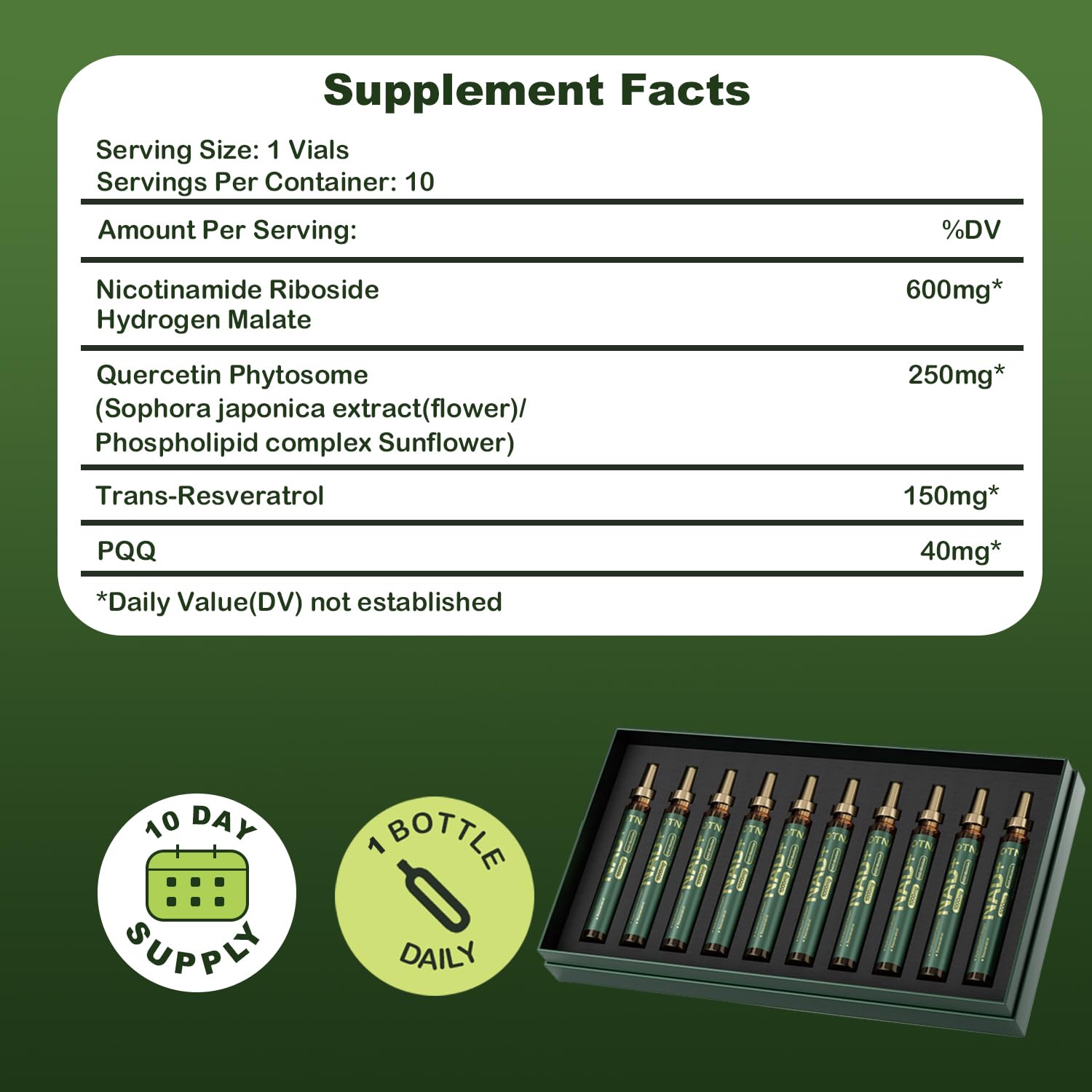 Lotnafee Resveratrol NAD+ Supplement 1000mg box with 10 tubes