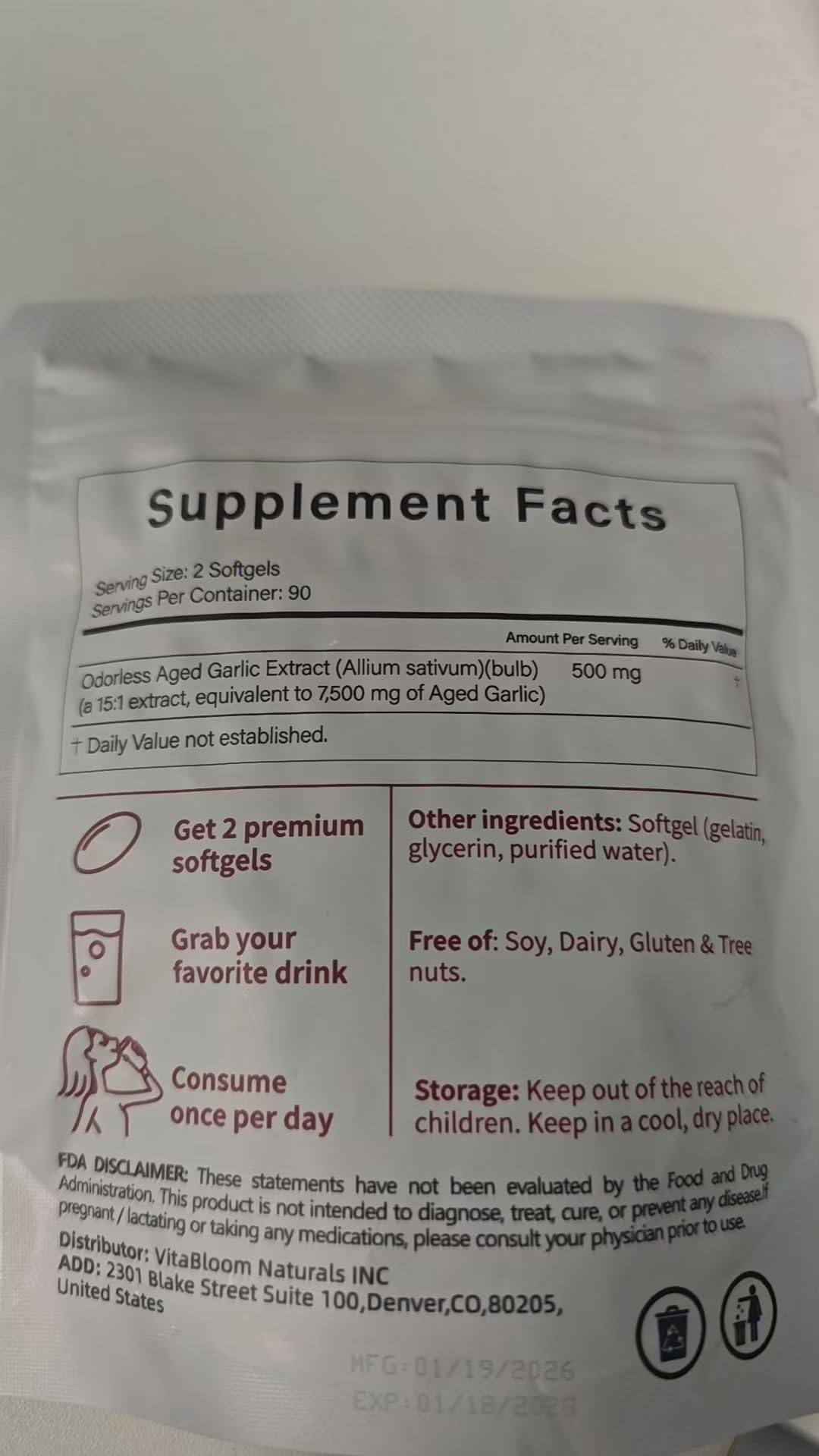 Louma Aged Garlic Softgel Capsules packaging details