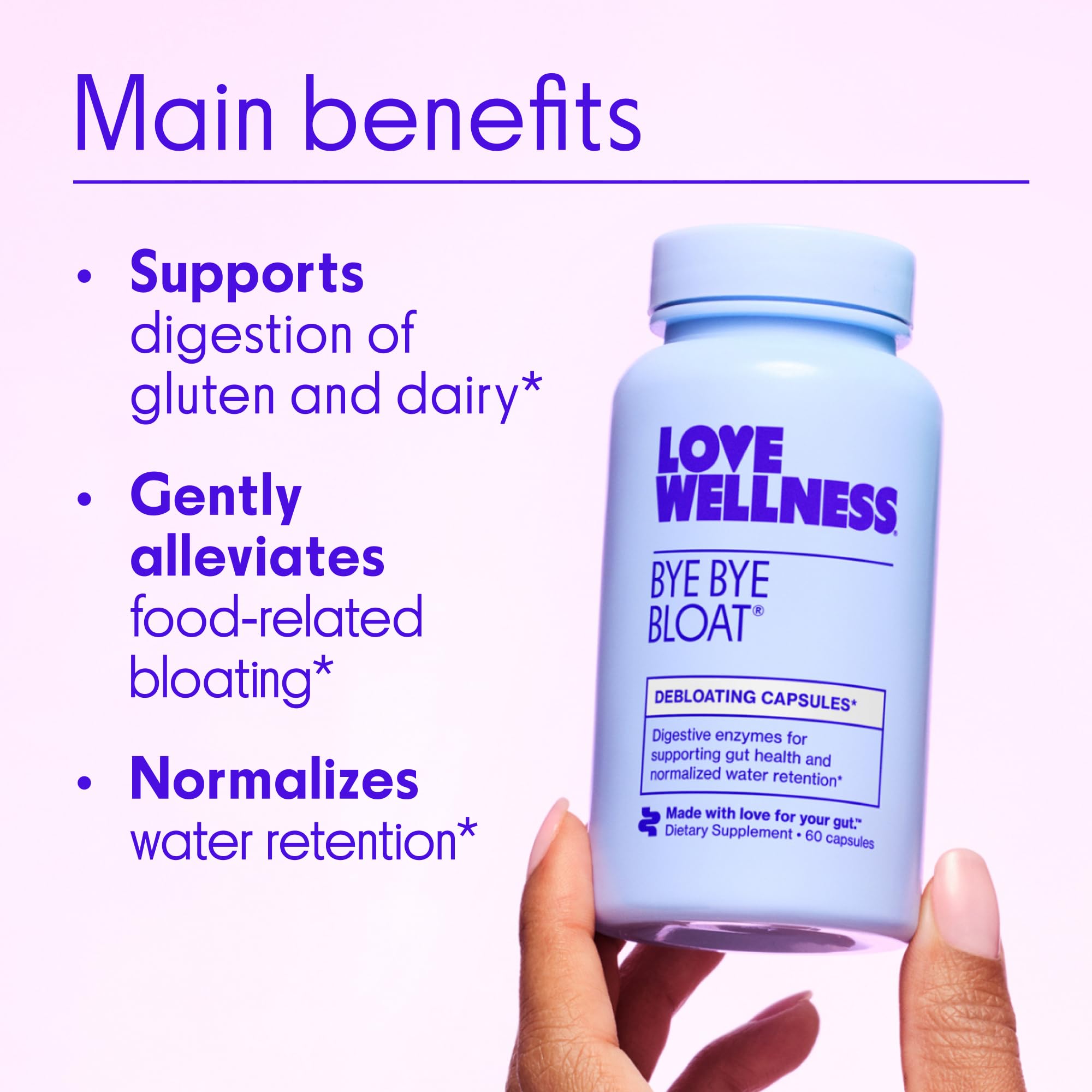 Love Wellness Bye Bye capsules close-up