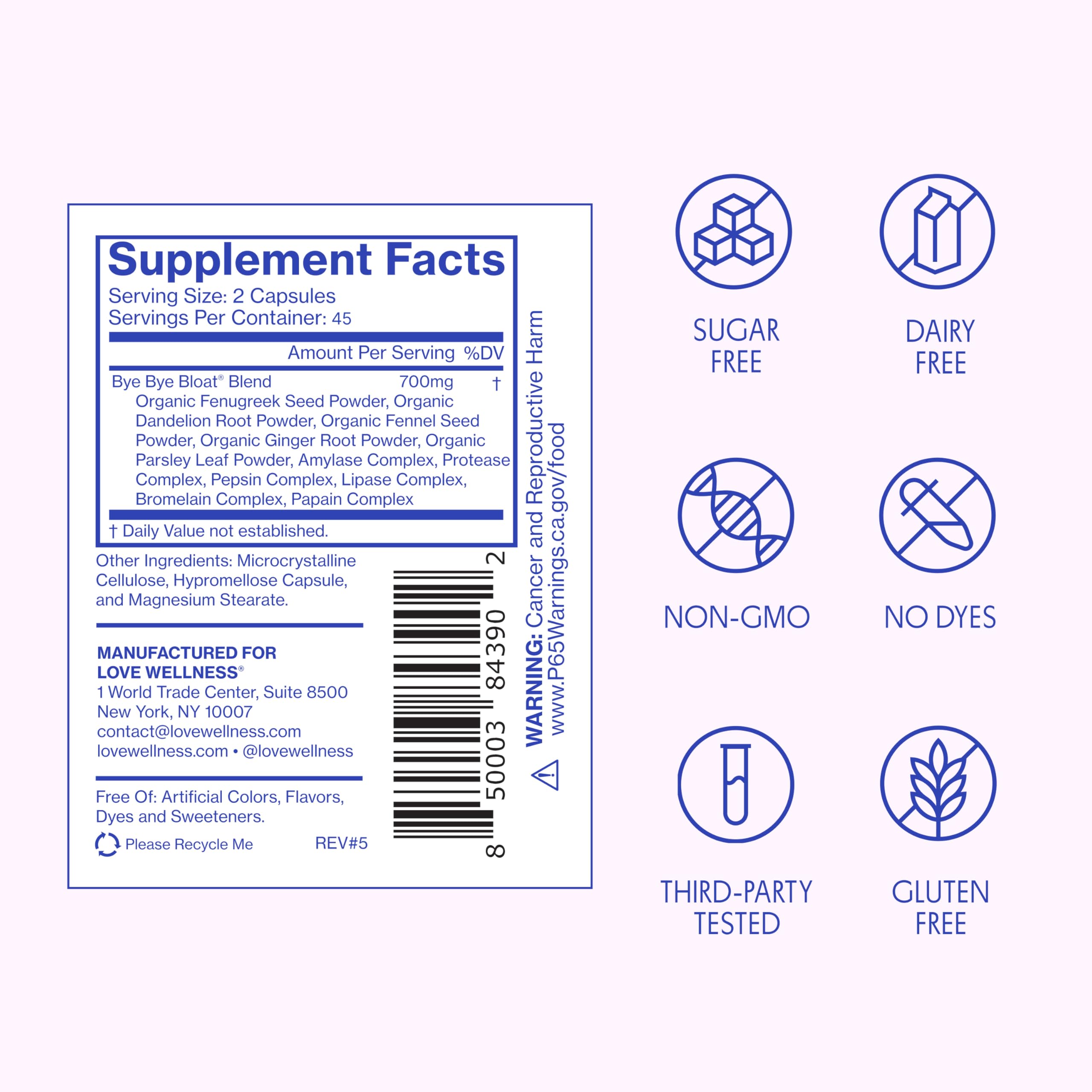 Love Wellness Bye Bye packaging with label