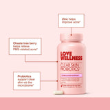 Love Wellness Clear Skin Probiotics capsule close-up