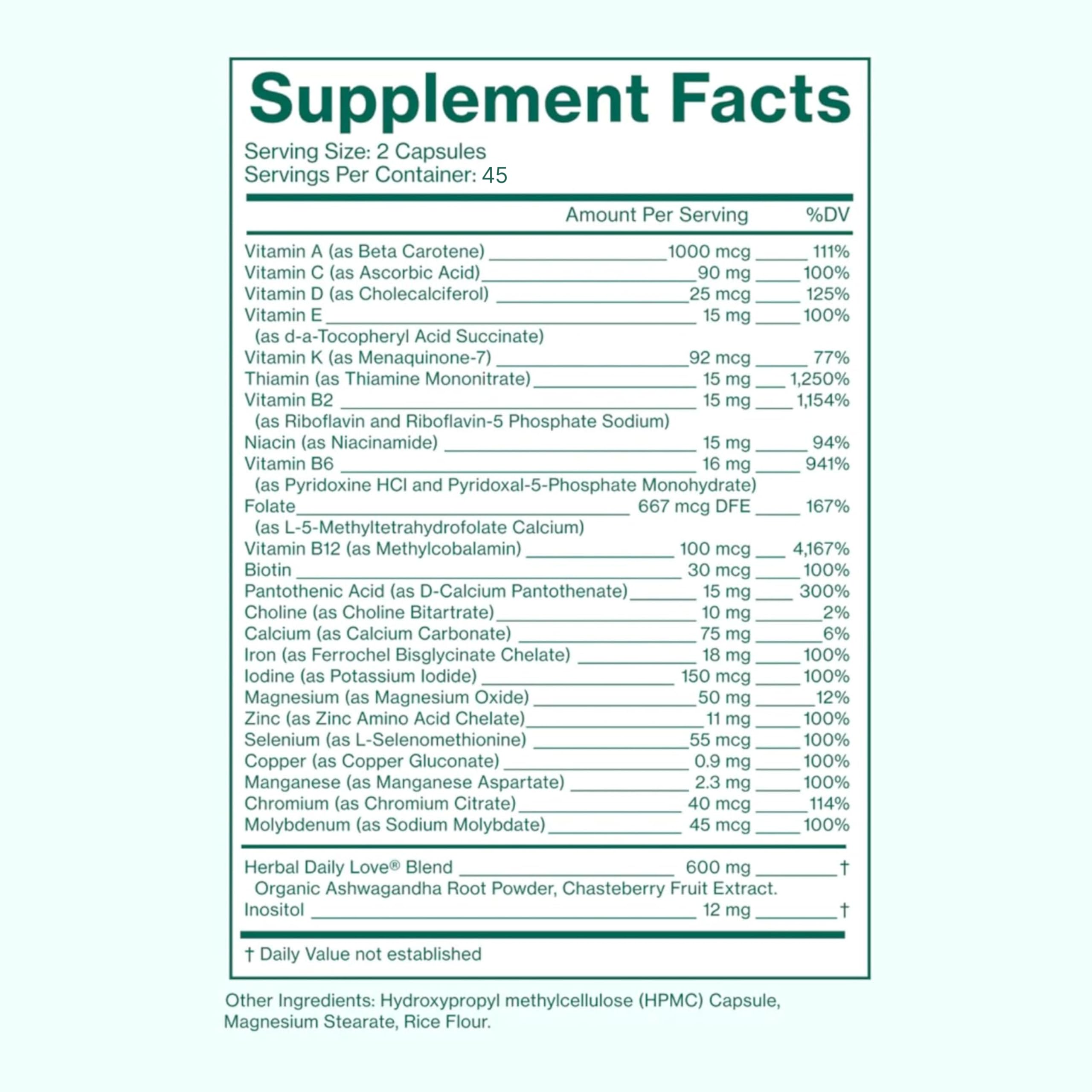 Love Wellness Daily Love Multivitamin bottle side view
