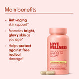 Love Wellness Good to Glow Collagen Supplement bottle side view