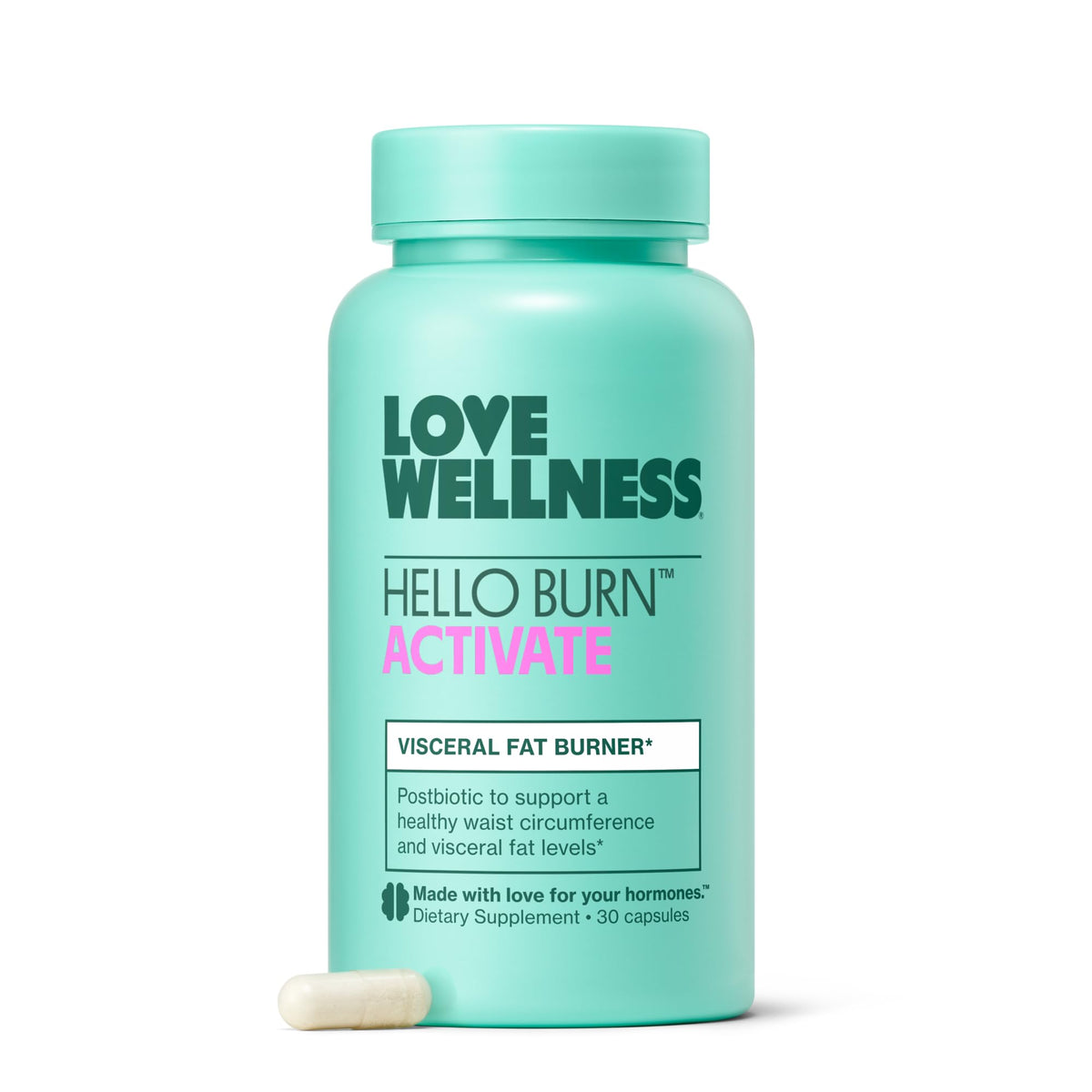 Love Wellness Hello Burn Activate Fat Burner front view of packaging