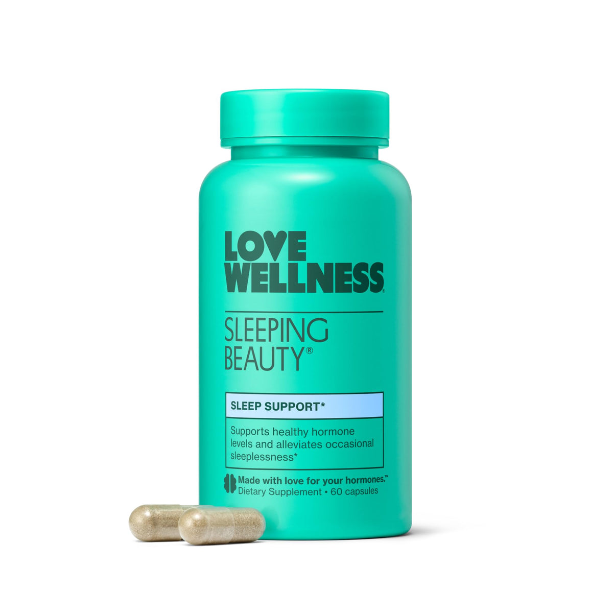Love Wellness Sleeping Beauty supplement bottle front view