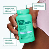 Love Wellness Sleeping Beauty supplement bottle side view
