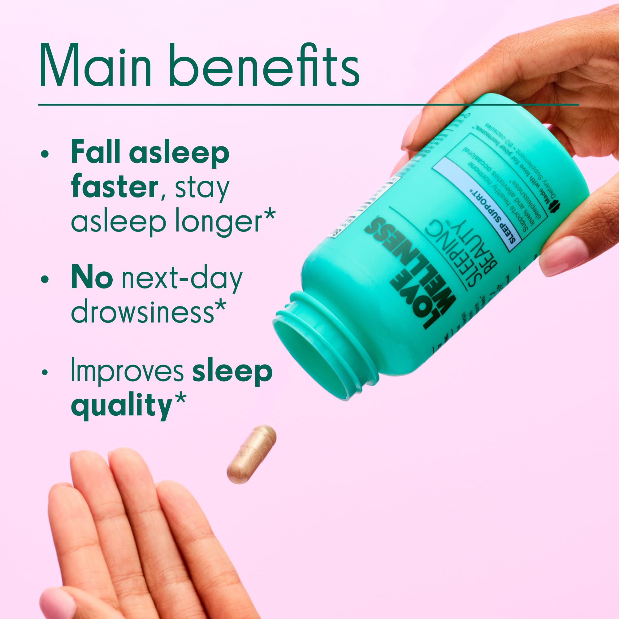 Love Wellness Sleeping Beauty supplement ingredients close-up