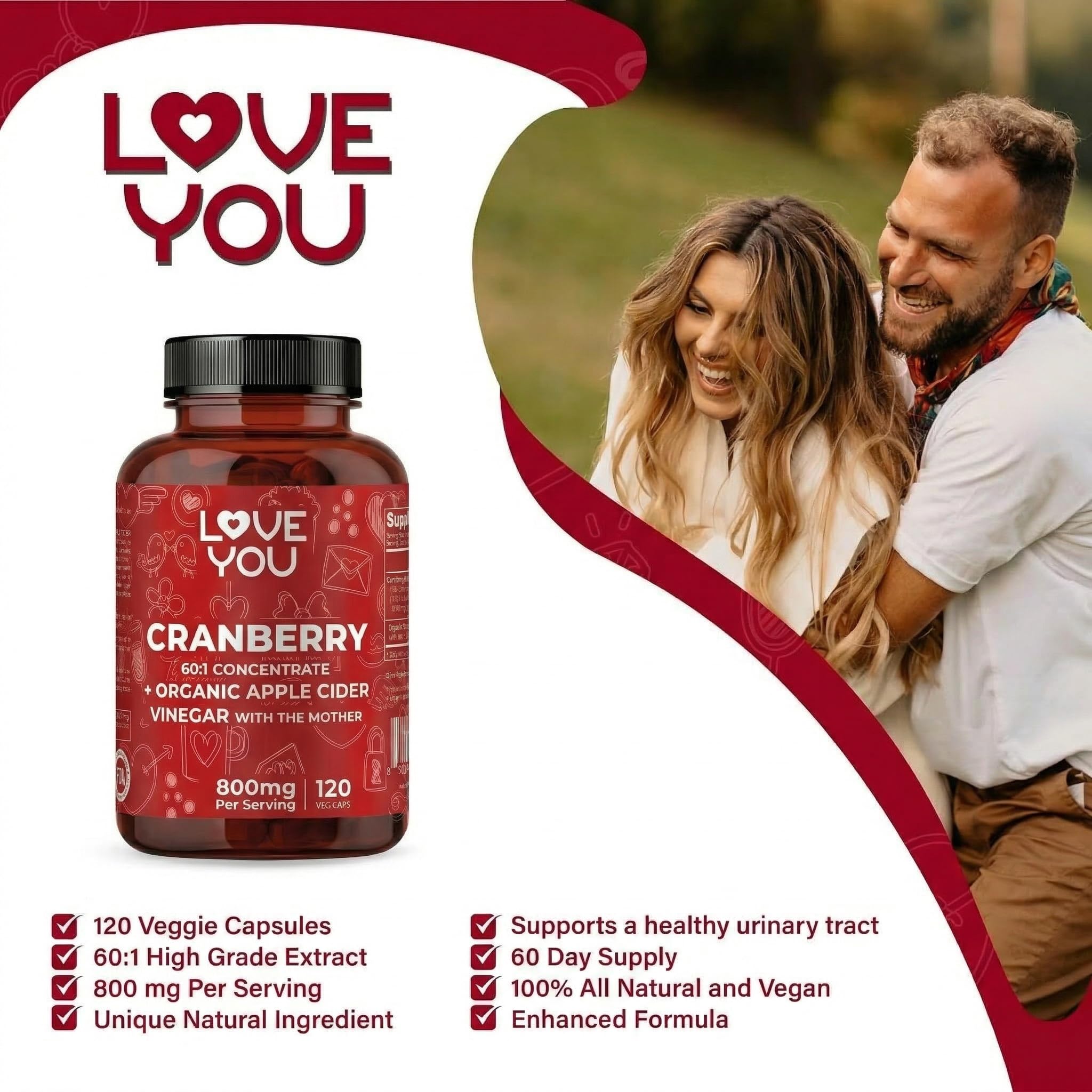 Love You Cranberry Extract with Apple Cider Vinegar capsules close-up