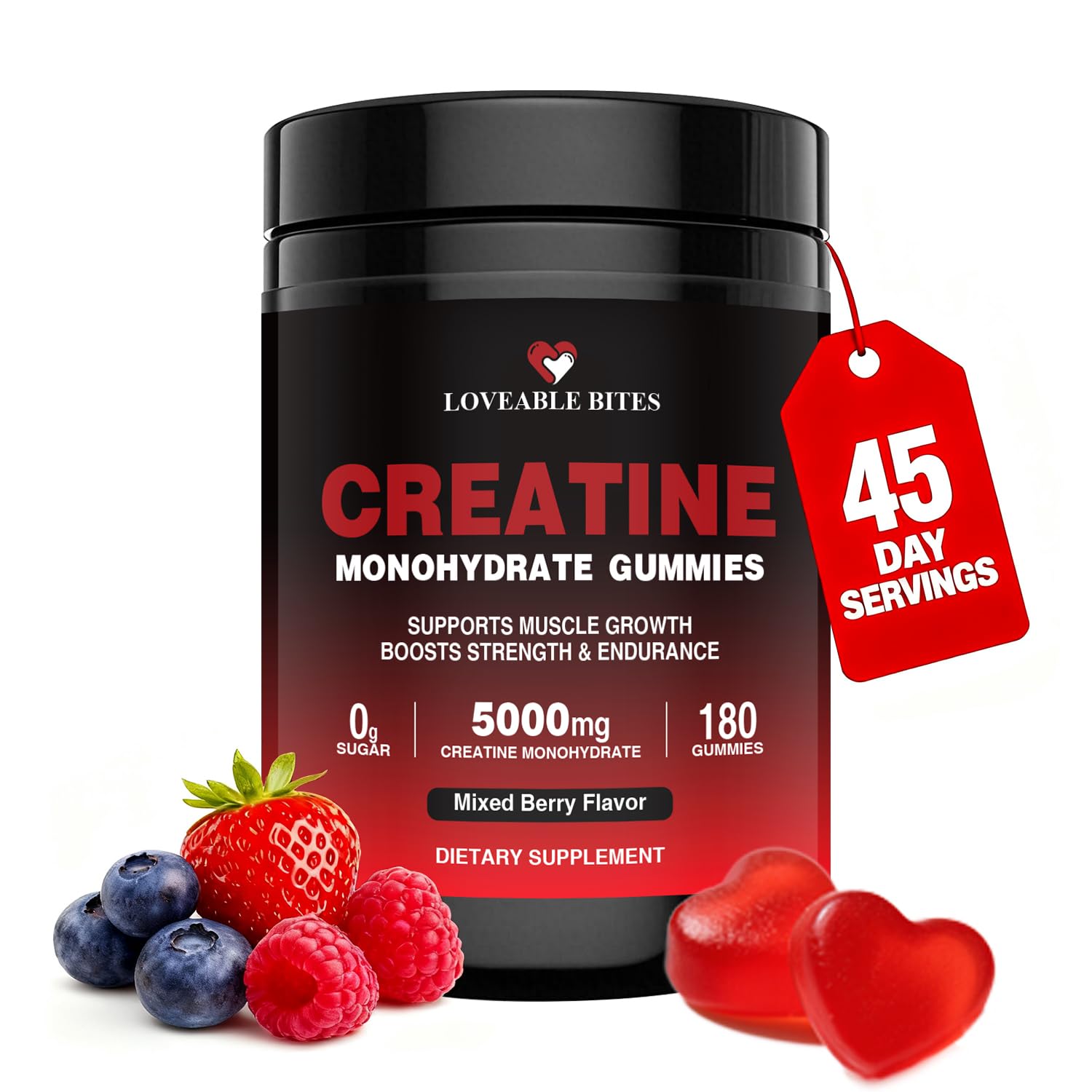 Loveable Bites Creatine Gummies 5000mg front view
