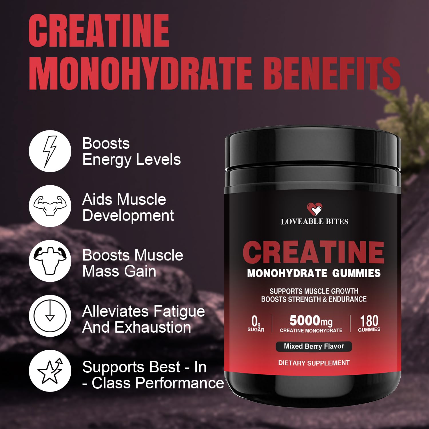 Loveable Bites Creatine Gummies in gym bag