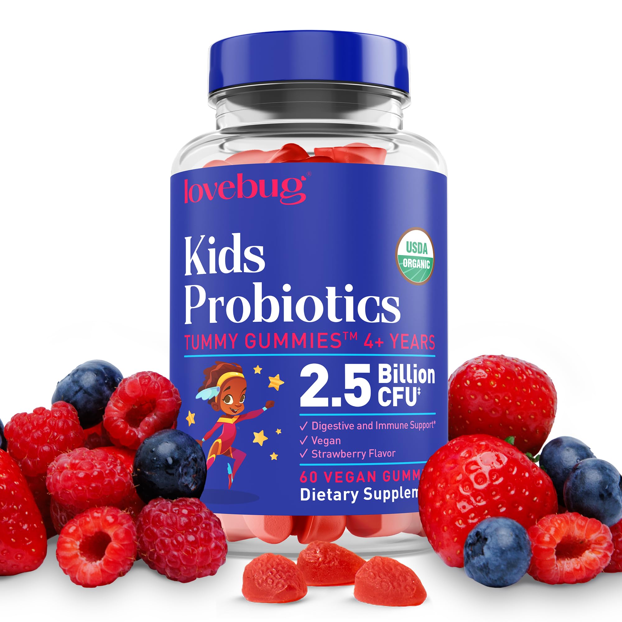 LOVEBUG Organic Kids Probiotic Gummies front view