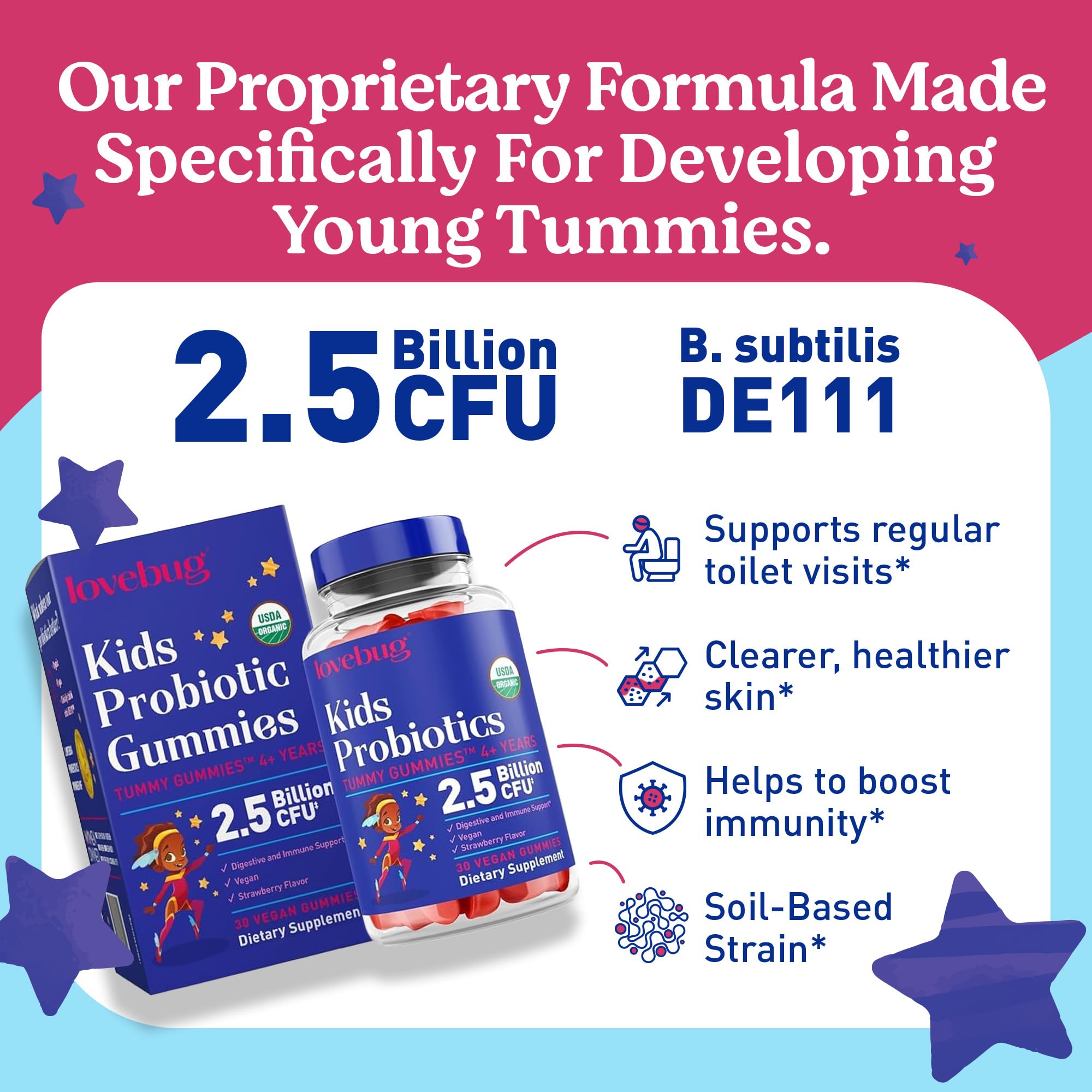 LOVEBUG Organic Kids Probiotic Gummies side view