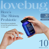 LOVEBUG Probiotic Capsules back view with ingredient list