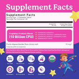 LOVEBUG Probiotic Chewables for Kids back view showing ingredients