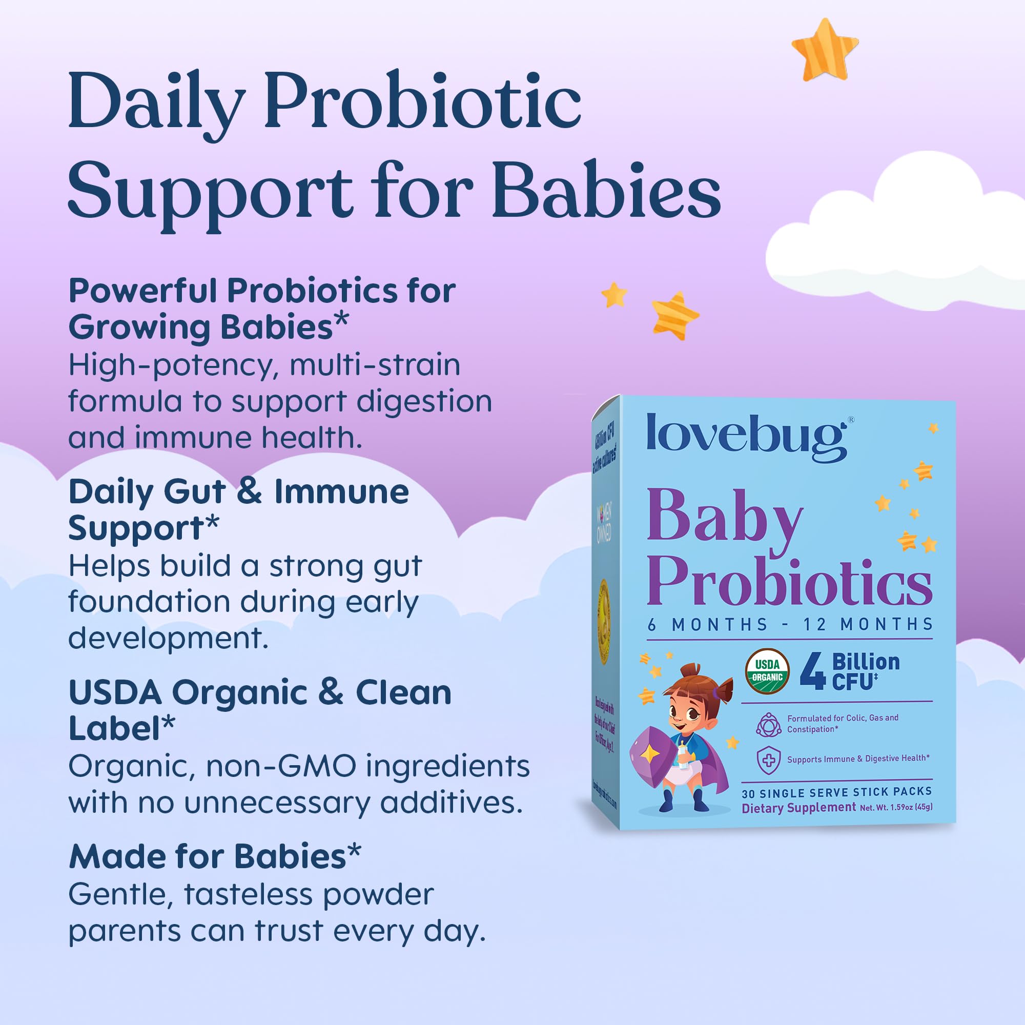 LOVEBUG Probiotic Powder dissolving in cool liquid
