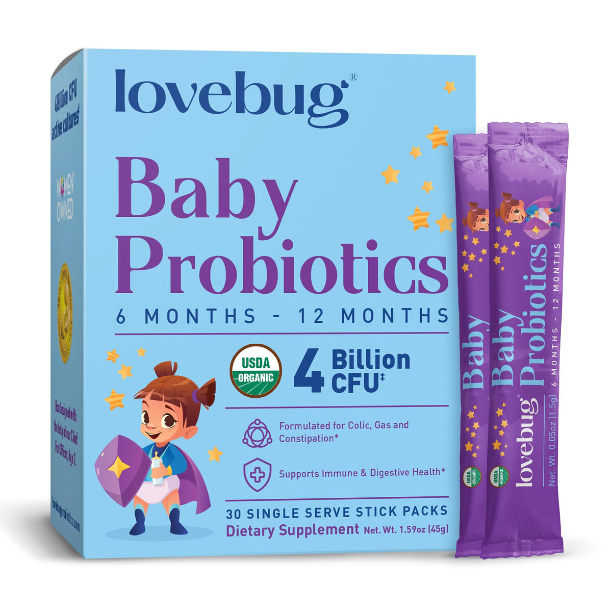 LOVEBUG Probiotic Powder for Infants 45g front view