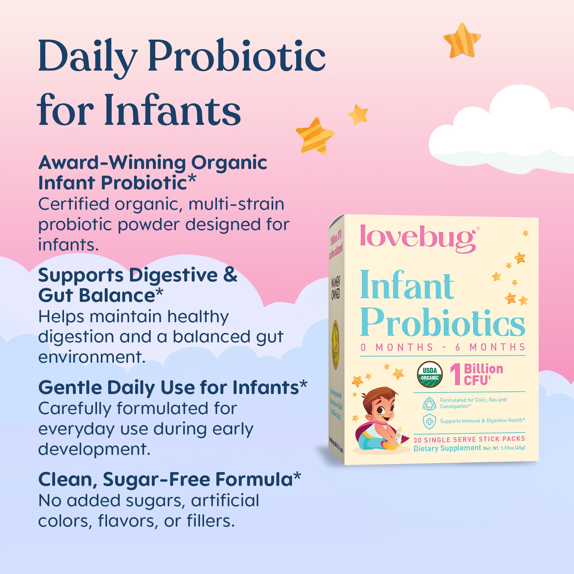 LOVEBUG Probiotic Powder instant-mix tasteless powder close-up
