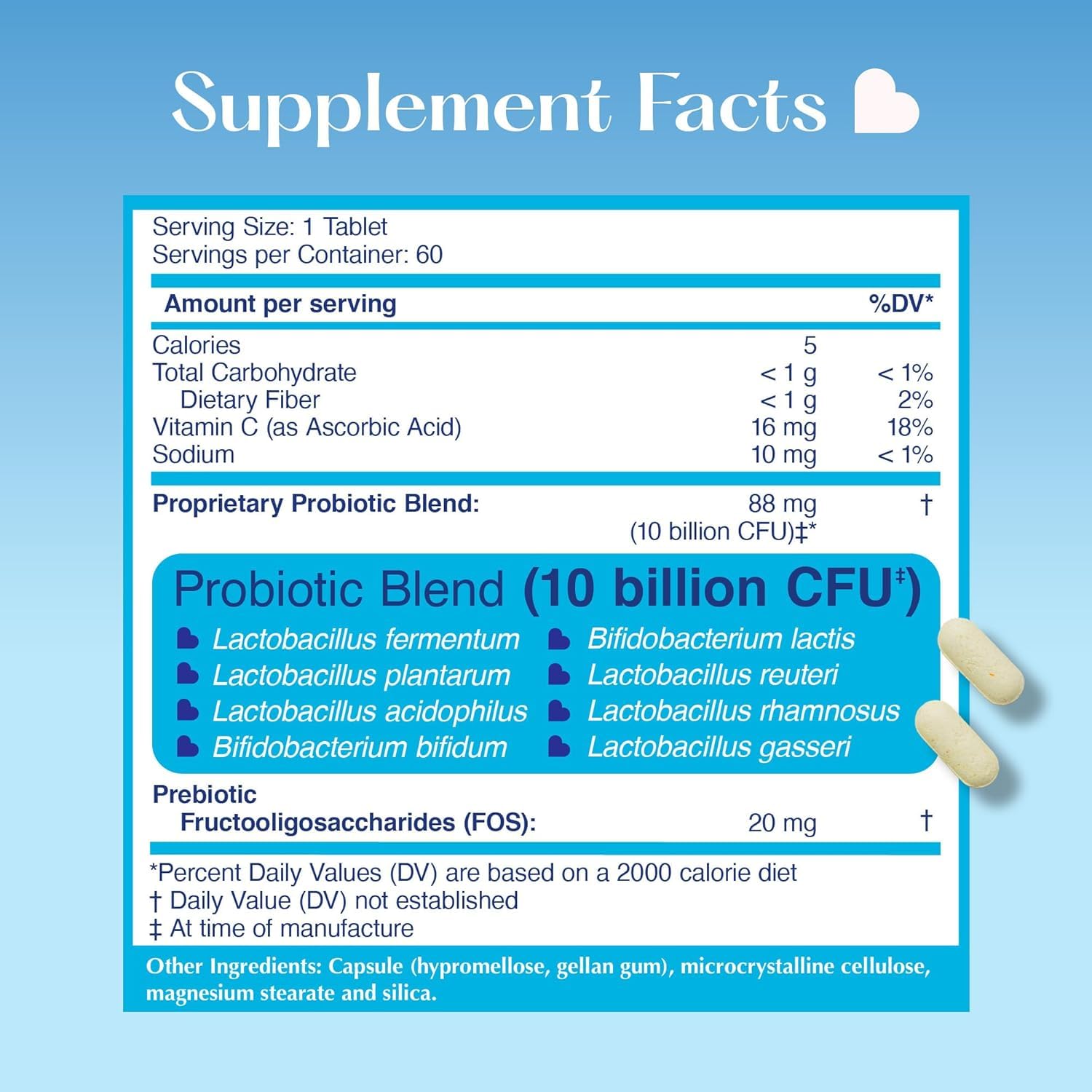 LOVEBUG Probiotic Supplement packaging with ingredients list