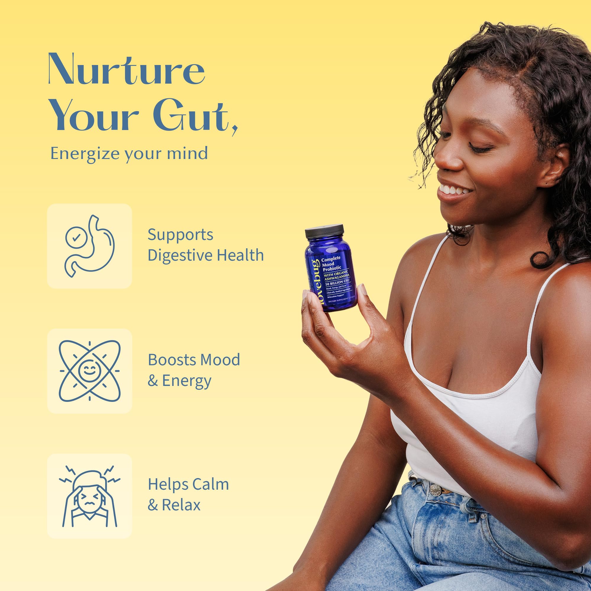 LOVEBUG Probiotic Supplement with a measuring spoon for dosage