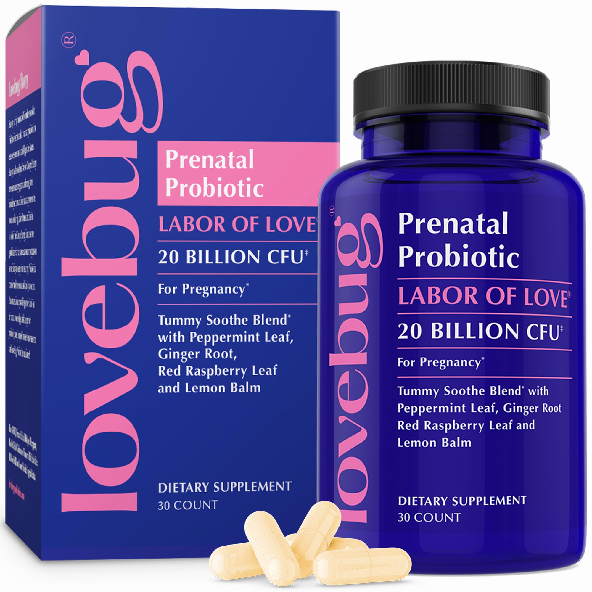 LOVEBUG Probiotics for Infants front view with packaging