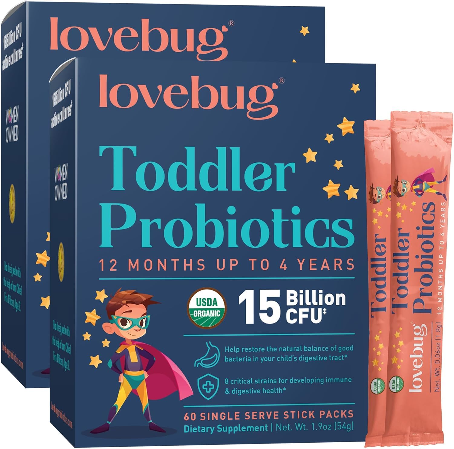 LOVEBUG Toddler & Kids Probiotics unflavoured powder front view
