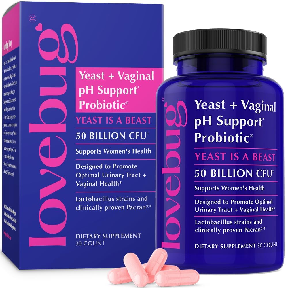LOVEBUG Yeast & Vaginal Probiotics 30 capsules front view