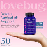 LOVEBUG Yeast & Vaginal Probiotics side view showing capsules