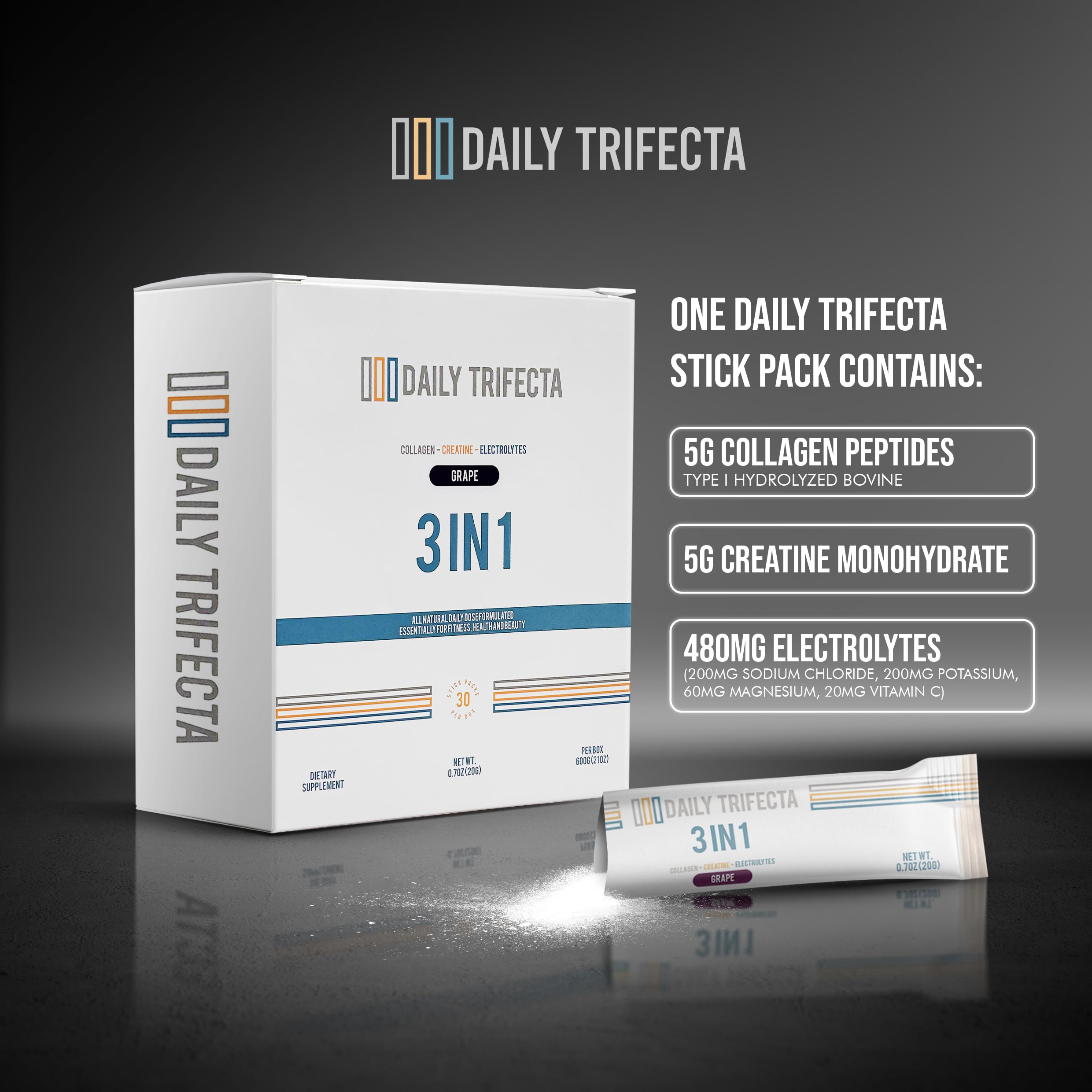 lovie style Daily Trifecta Creatine Supplement stick pack close-up
