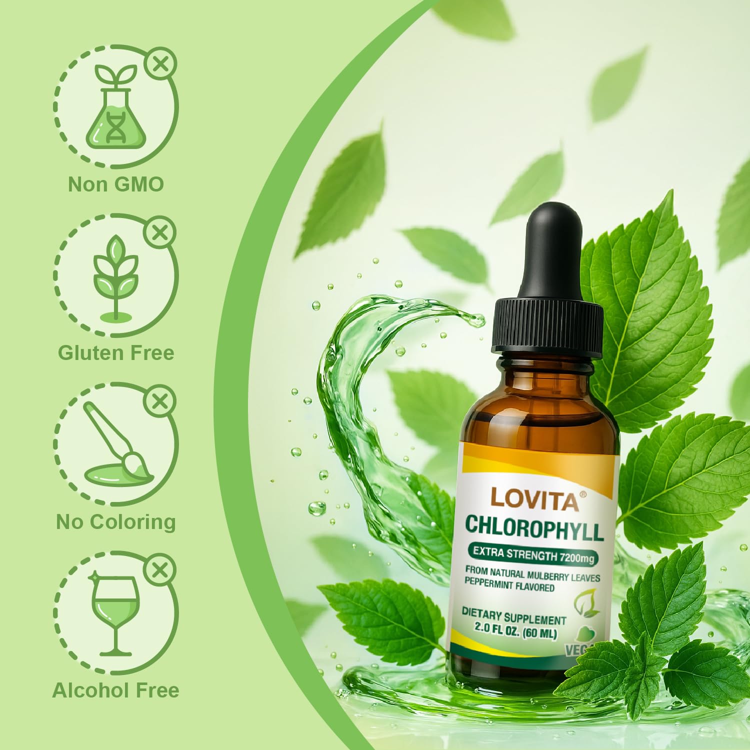 LOVITA Chlorophyll Liquid Supplement serving size dropper