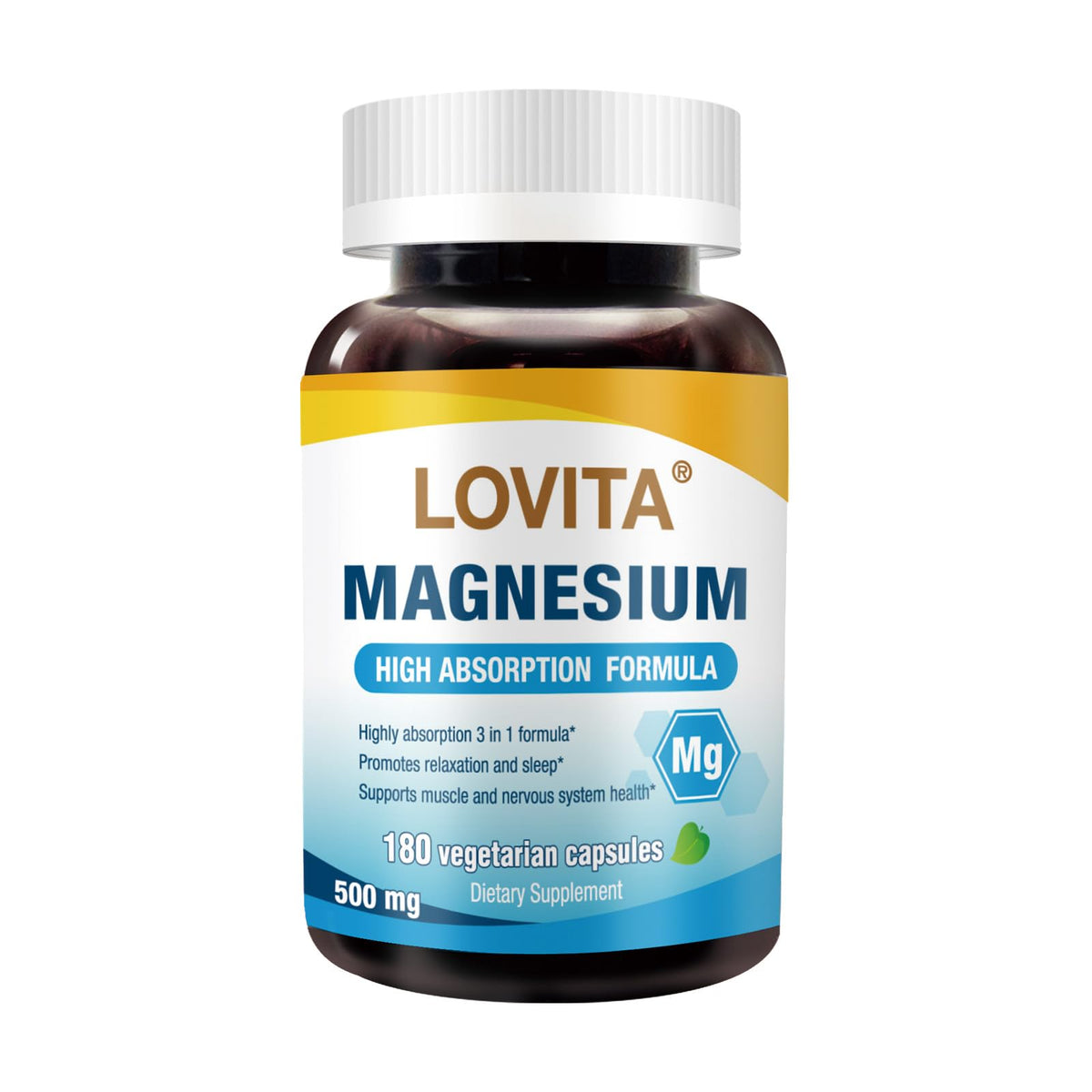 LOVITA Magnesium Capsules 500mg front view